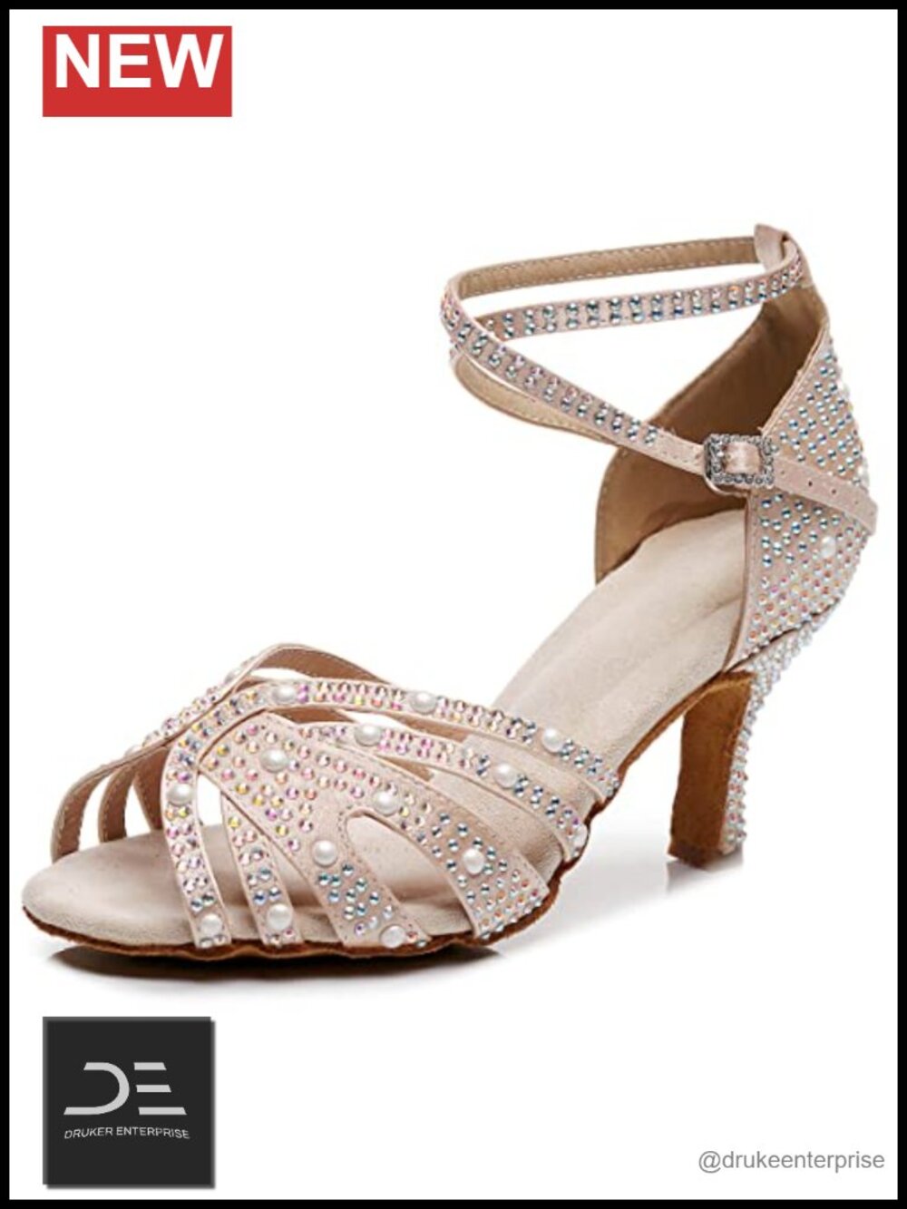 Women's Rhinestone Latin Dance Shoes Satin Salsa Bachata